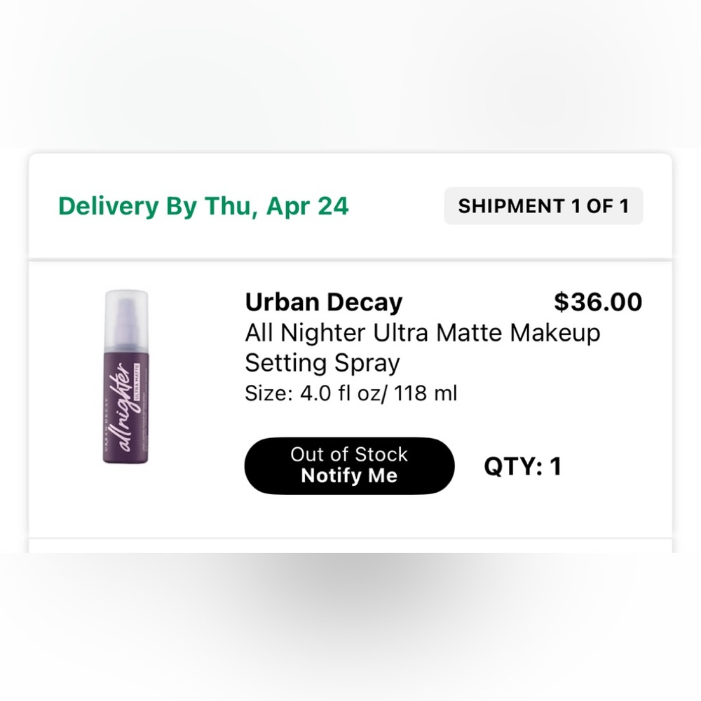 Urban decay all nighter ultra matte - used once